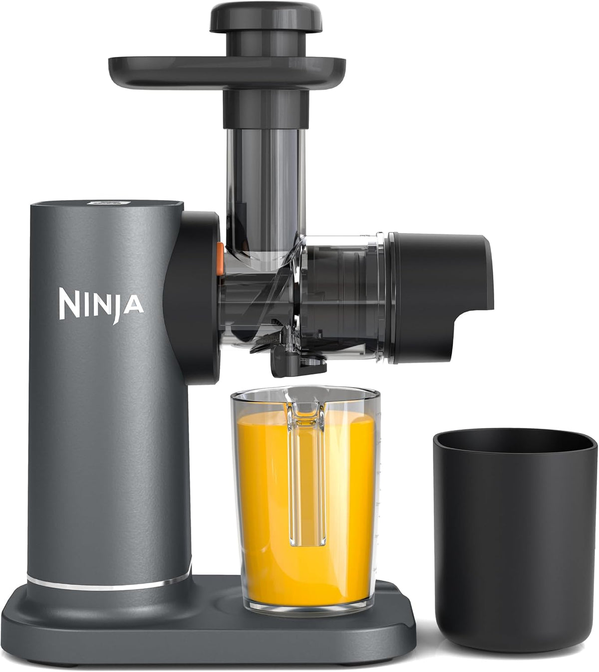Ninja Kaltpresse-Entsafter Gemüse und Obst mit 700-ml-Becher & 1,1-L-Fruchtfleischbehälter, Grau JC151EU, für frische Säfte, Drinks & Wellness-Shots