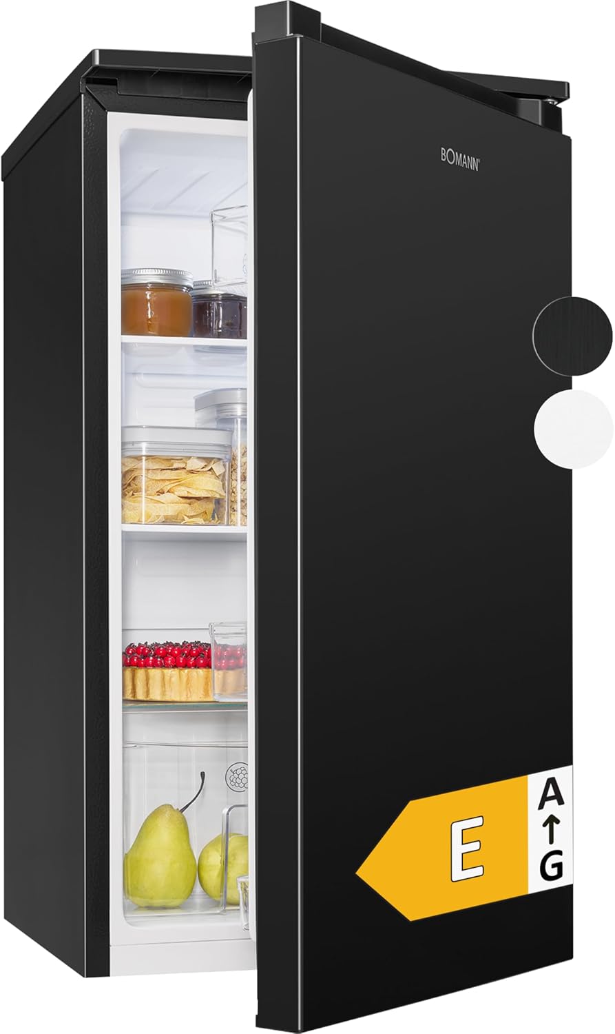 Bomann Kühlschrank ohne Gefrierfach, 87L, 0°C-8°C, energieeffizient, leise & kompakt, stufenlos regelbar, 3 Ablagen & Gemüsefach, Standardkühlschrank
