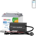 Redodo Bluetooth 12V 50Ah LiFePO4 Lithiumbatterie mit 14,6V 10A Ladegerät für Trolling-Motoren, 10-jährige Lebensdauer, Niedertemperaturschutz, Solar