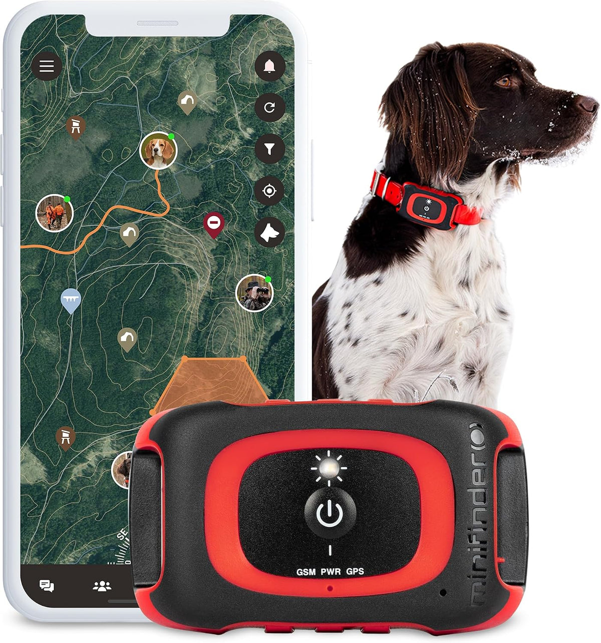 MiniFinder Rex GPS-Tracker für Jagdhunde, Langstrecken-Hundetracker für Wildschwein- und Hirschjagd, Echtzeit-Ortung per App, wasserdicht & robust