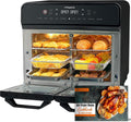 HYSapientia 22L heißluftfritteuse 2 kammern XXL Minibackofen mit Umluft, Zwei Kochmodi mit Teilerplatte, LED-Touchscreen,10 Programmen, Edelstahl
