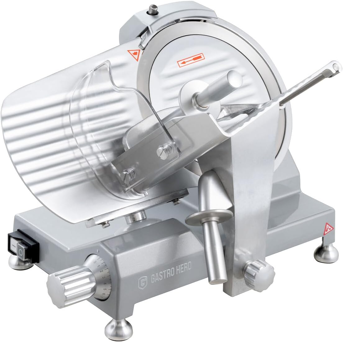 GastroHero Aufschnittmaschine 250 mm, Aluminium ASM250, einstellbar