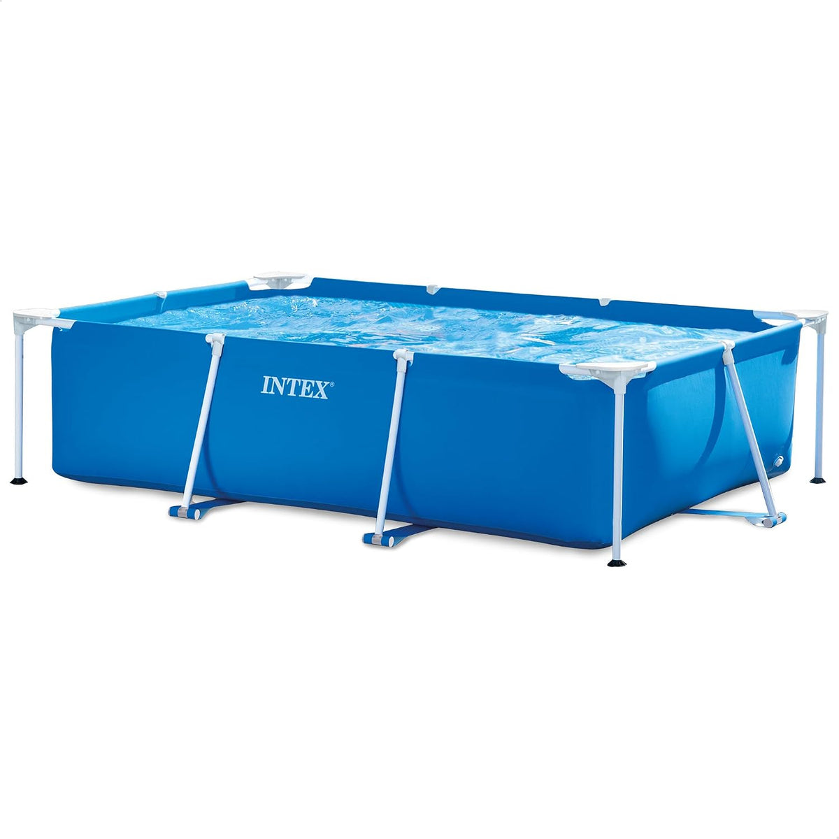 INTEX 'Metal Frame' Pool rechteckig Aufstellpool (260 x 160 x 65cm) Kinderpool Familienpool Swimmingpool Volumen ca 2.282l, blau (28271NP)
