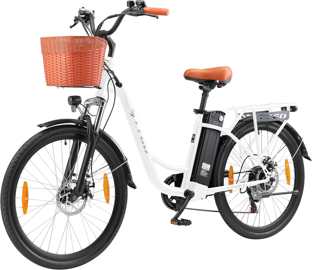 ttgo E Bike 26 Zoll, Elektrofahrräder für Herren & Damen mit 36V 18Ah Akku, 7-Gang Schaltung, mit LCD Display, 80–120 km Reichweite, Korb, C2 PRO