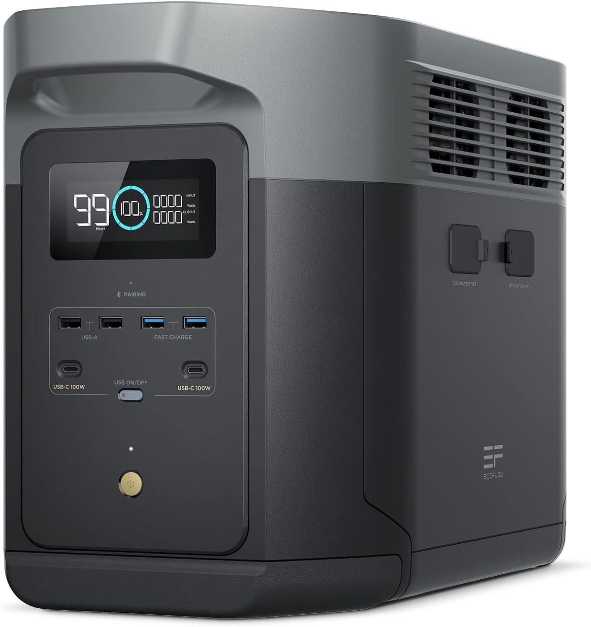 EcoFlow DELTA 2 Max tragbare Powerstation 2048Wh, 3000W Max Ausgangsleistung, erweiterbar 2-6 kWh, LFP-Batterie mit 3000 Zyklen, 80% Ladung <1 Std