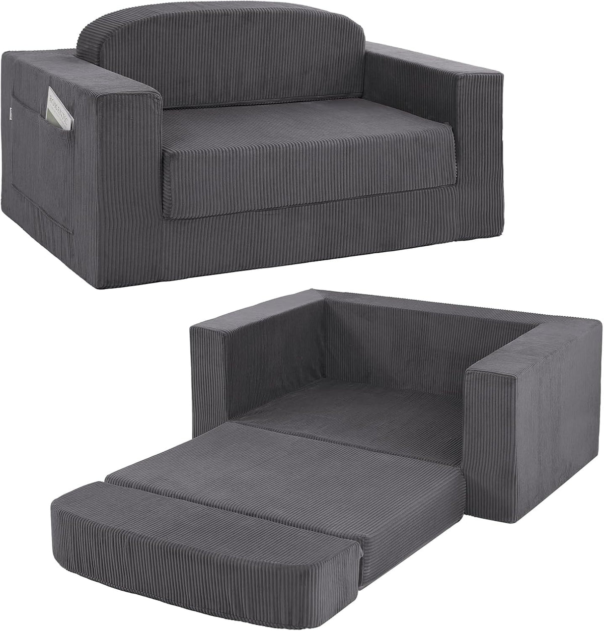 MeMoreCool Schlafsofa Cord 2-Sitzer Faltbares Bodensofa mit Schlaffunktion