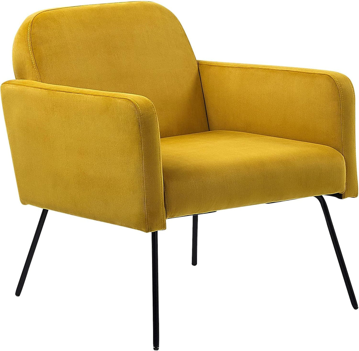 Sessel aus Samtstoff in Gelb Metallgestell in Schwarz Glamour Stil Narken