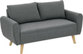 HOMCOM Zweisitzer Sofa, 145 x 75 x 78 cm, 2 Kissen, Holzrahmen, Dunkelgrau