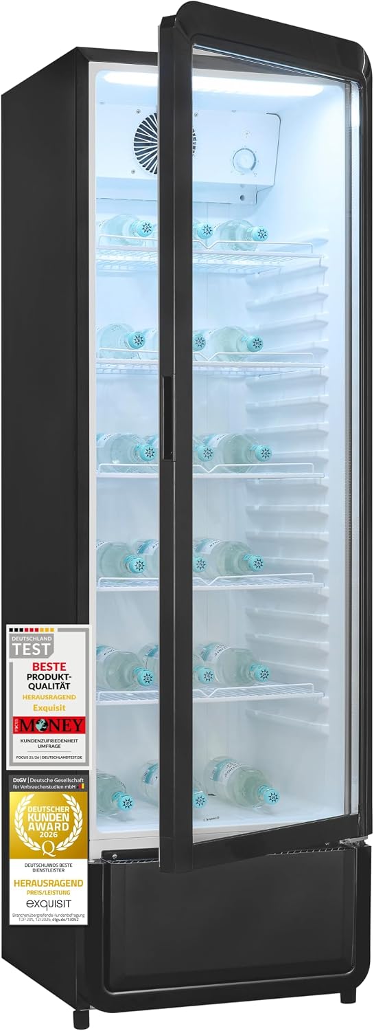 Exquisit Getränkekühlschrank 280 l, Gastro Kühlschrank mit Glastür