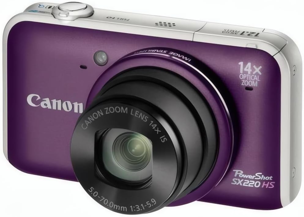 Canon PowerShot SX220 HS Digitalkamera (12 MP, 14-fach opt. Zoom, 7,6cm (3 Zoll) Display, Full HD, bildstabilisiert) purpur