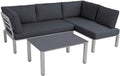 MWH Lounge-Set Widoo mit Tisch, wetterfestes Gartenmöbelset aus Aluminium, Silber, inkl. gemütlichen Kissen