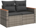 vidaXL Gartensofa 2-Sitzer mit Kissen Grau Poly Rattan