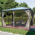 GARMIO Pavillon 3x4m Garten Überdachung mit Polycarbonat, mit Metallgestell & Aluminiumrahmen, für Outdoor, Dach & Moskitonetz