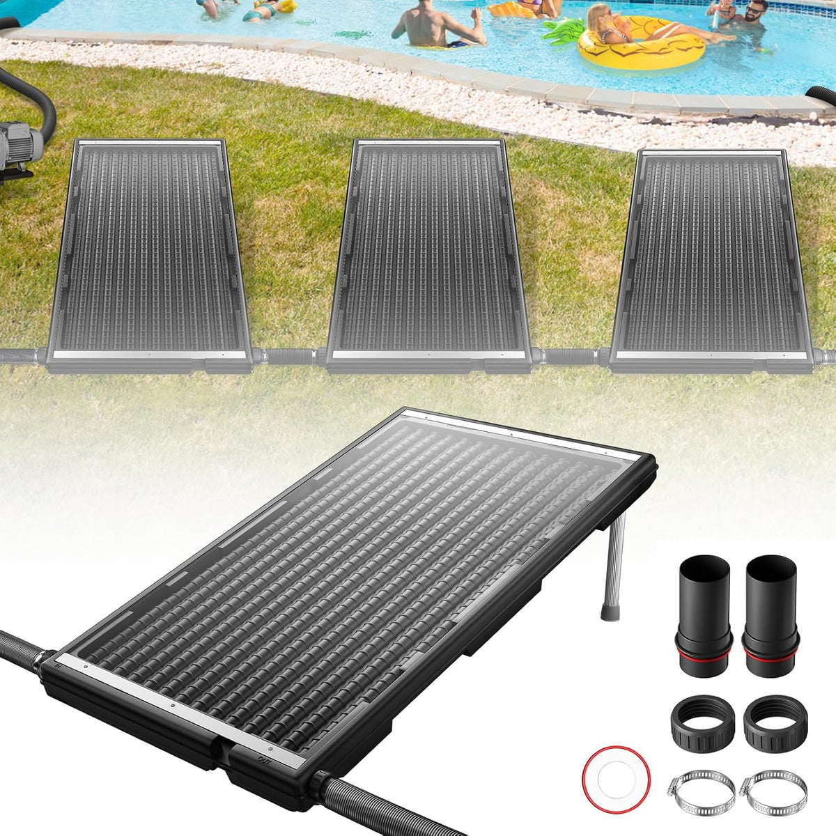 LZQ Poolheizung Solar Sonnenkollektor Solarheizung Pool Heizung Anschluss Ø 50mm für Warmwasser Schwimmbad Gartendusche