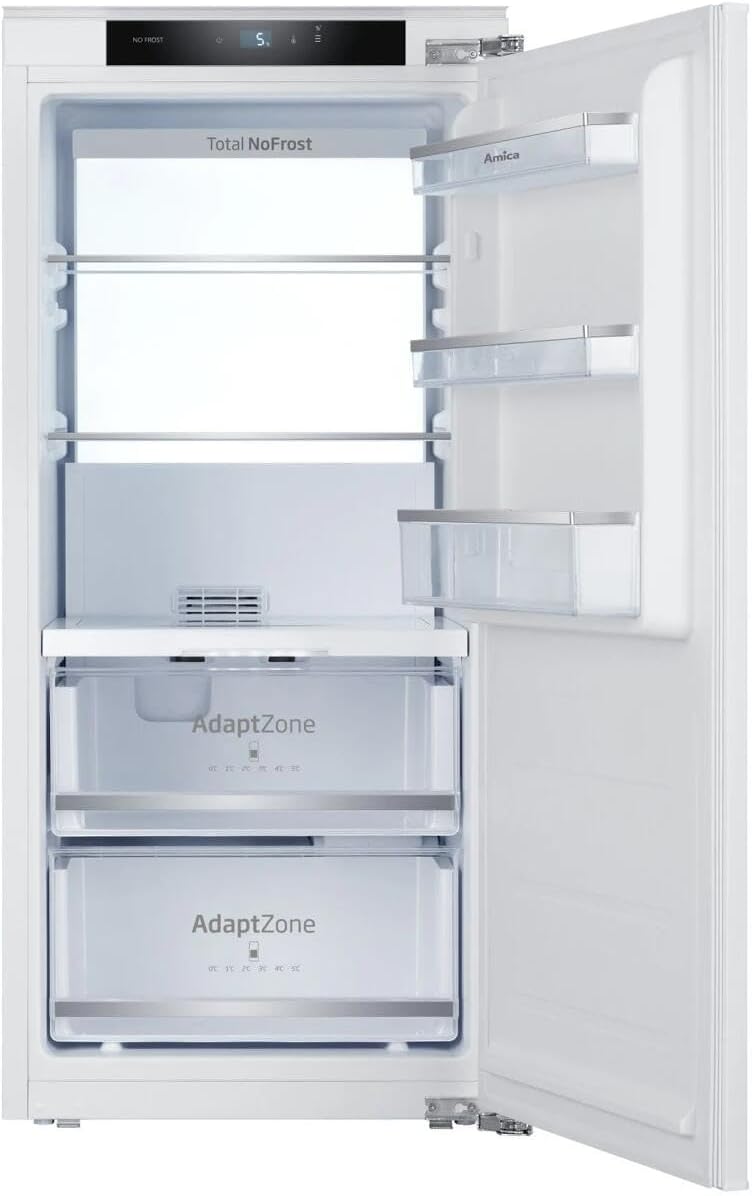 Amica Einbau‑Vollraum‑Kühlschrank Festtür‑Technik 1220 mm Nische NoFrost FreshZone elektronische Steuerung Inverter‑Kompressor 122,1 x 55,6 x 55 cm