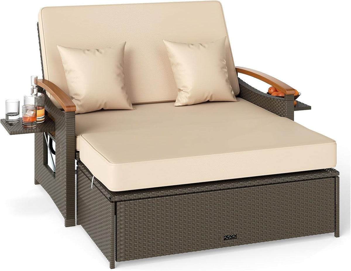 SOARS Lounge Möbel Outdoor Rattan Gartenlounge Set mit Liegefunktion