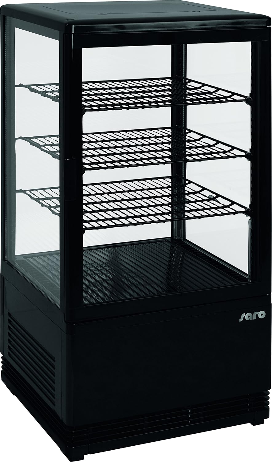Saro 330-10051 Mini-Umluftkühlvitrine, 70 L, Kunststoff, SC 70, Schwarz