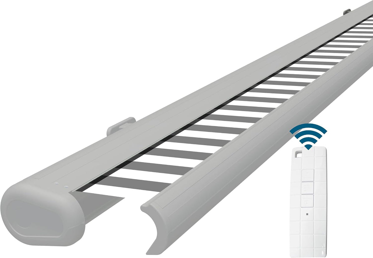 Eclipse Vollkassettenmarkise weiß elektrisch 4,0x3,0m Tuch: Grau-Weiß