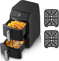 TopStrong Heißluftfritteuse, 2500W, Airfryer 2 Kammern Vertikale 11L, Double Stack Heißluftfritteuse Doppelkammer, Platzsparendes Design