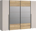 Forte NARAGO Kleiderschrank 270, 4-türig, 270,3 cm breit x 210,5 cm hoch x 61,2 cm tief, moderner Dreh-/Schwebetürenschrank, Einlegeböden