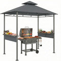 Outsunny Grillpavillon 2,4 x 1,4 m, UV-Beständige Grill Pavillon BBQ Pavillon Grillzelt für BBQ Garten Party Dunkelgrau