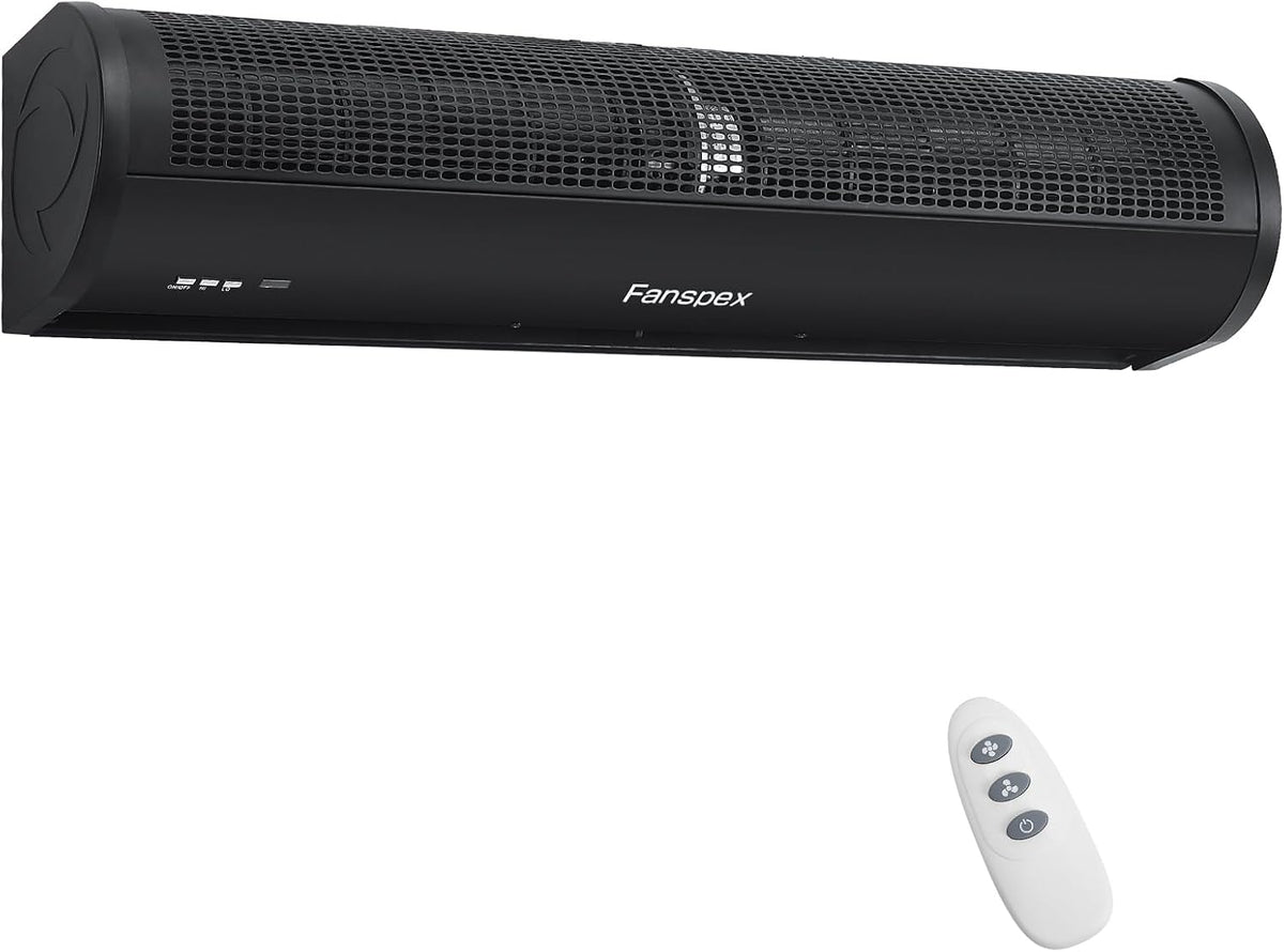 Fanspex 36' Wall Mounted Air Curtain, 120W Low Consumption with Magnetic Door Switch (Black), 2-Speed