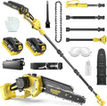 2-in-1 Akku Kettensäge & Astsäge Akku für Makita 18V, 8 Zoll Bürstenloser Mini Kettensäge mit Akku 2×4.0Ah, Verlägerungsstange Bis 4.2m, 180° Sägekopf
