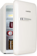 Klarstein Audrey Mini, kleiner Kühlschrank, mit 70 Liter Fassungsvermögen, Kühlung: 0-10 °C, kompakte Mini-Bar, freistehend, Kompressionskühlung, weiß