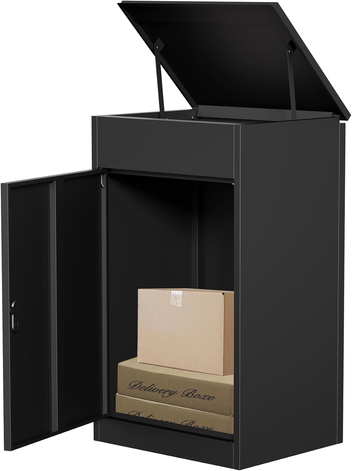 Paketbox Briefkasten mit Paketfach Paketbox Draussen Groß XXL Diebstahlgeschützter Paketbriefkasten Standbriefkasten mit Code-Schloss