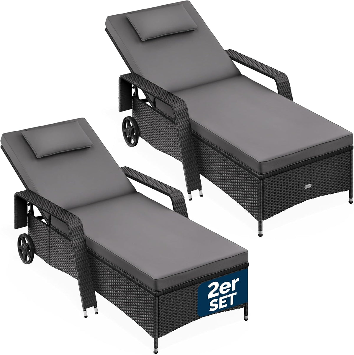 CASARIA Sonnenliege mit Rollen 2er Set
