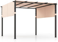 HOMASIS 305 x 305 cm Pergola, Gartenpavillon mit 2 einziehbaren Überdachungen, wasserdichter Paviilon mit Sonnenschutz