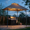 SUNJOY 2,4x1,5 m Pop Up Grillpavillon mit magnetischer LED Leuchte, Faltbarer BBQ Grillunterstand mit Tragetasche für Garten, 2 Höheneinstellungen
