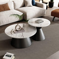 Couchtisch Rund Marmor 2er Set, für Wohnzimmer Schlafzimmer Balkon(Nero,80*36+60*49cm), mit Structure en Acier Peint und Grand Plateau