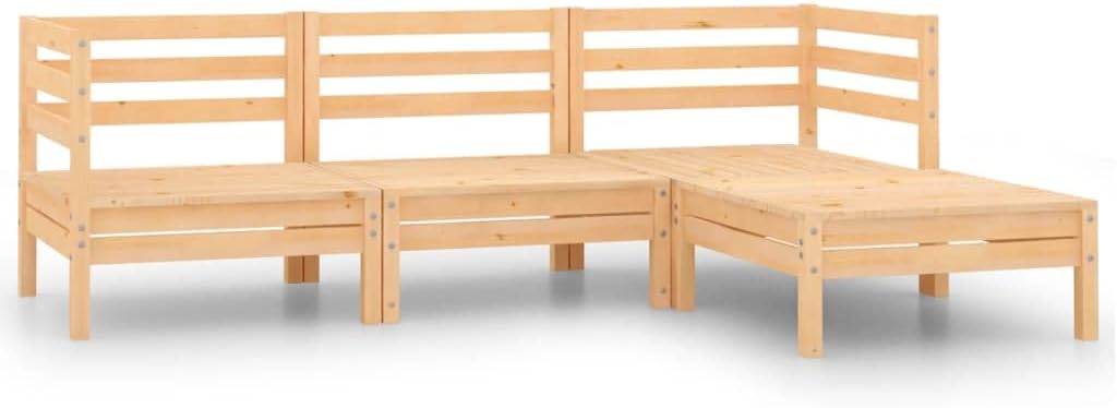 vidaXL Garten Lounge Set 4-TLG., Modular Sofa Garnitur Loungemöbel, Gartenmöbel Set Sitzgruppe für Garten Terrasse Balkon, Massivholz Kiefer