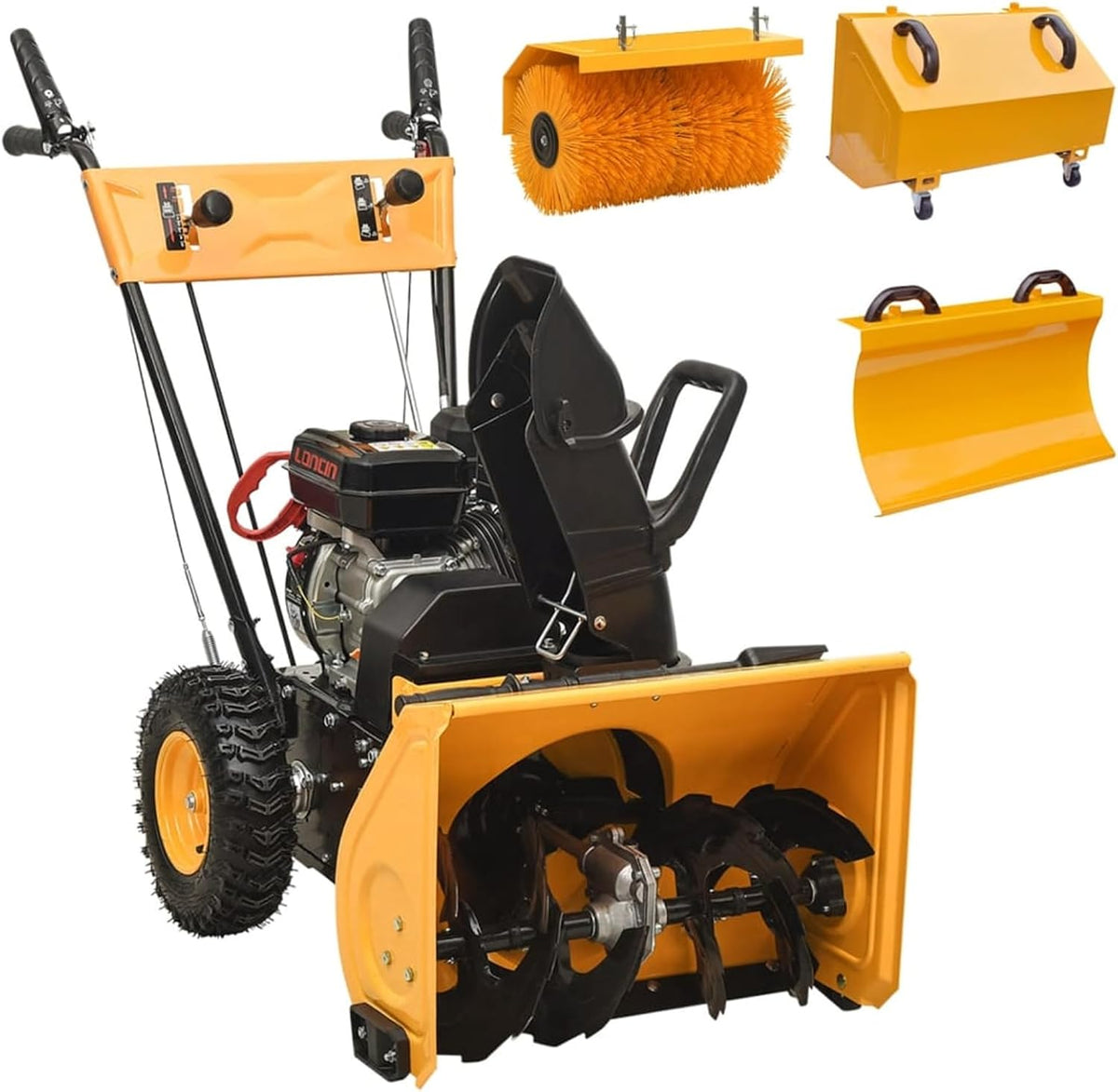 Tidyard Schneefräse, 4-in-1 Benzin-Schneeräumer mit 6,5 PS, für Gärten und Gehwege3102972, 2-stufiges Gebläsesystem, 560 mm Räumbreite