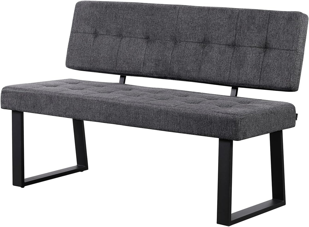 B&D home Sitzbank Sigfrid, 140 cm, Eckbank Esszimmer Mit Lehne, Pflegeleichter Bezug aus Webstoff in Anthrazit, Für Esszimmer, Sitzbank Flur