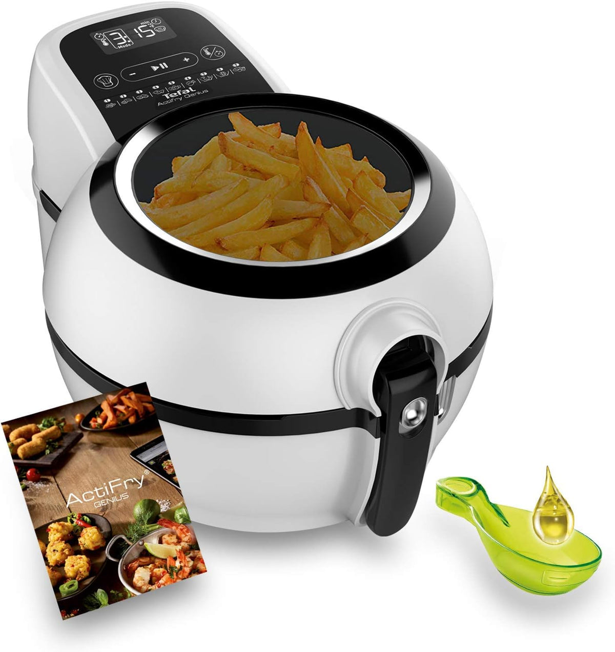 Tefal Actifry Genius Snaking FZ761015 Fritteuse ohne Öl, 1,2 kg, mit 9 Automatikprogrammen und Snackzubehör, intuitives Touchpad und Rezeptbuch