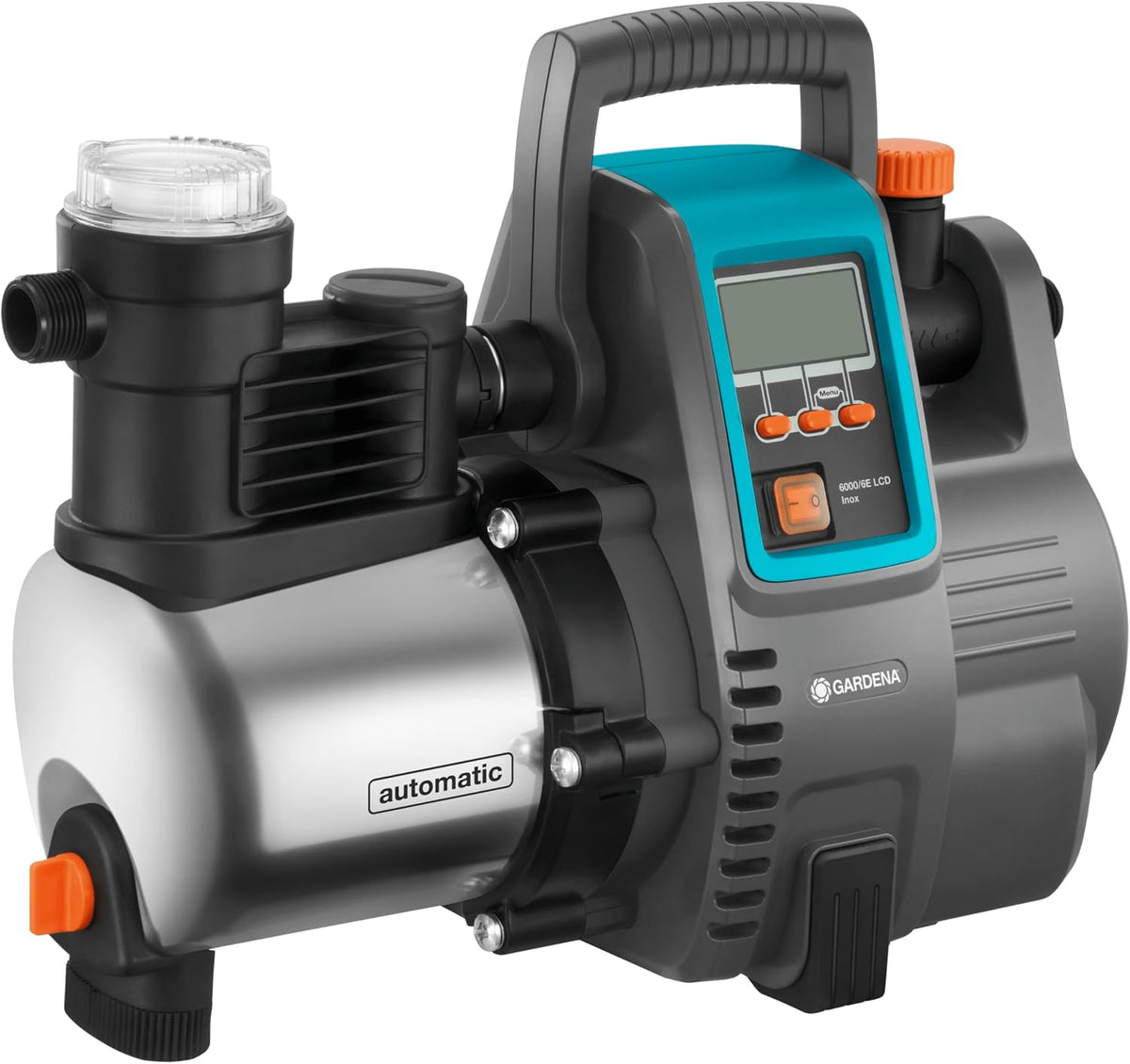 Gardena Premium Hauswasserautomat 6000/6E LCD Inox: Hauswasserpumpe mit 6000 l/h Fördermenge, 1300 W Motor, mit LC-Display