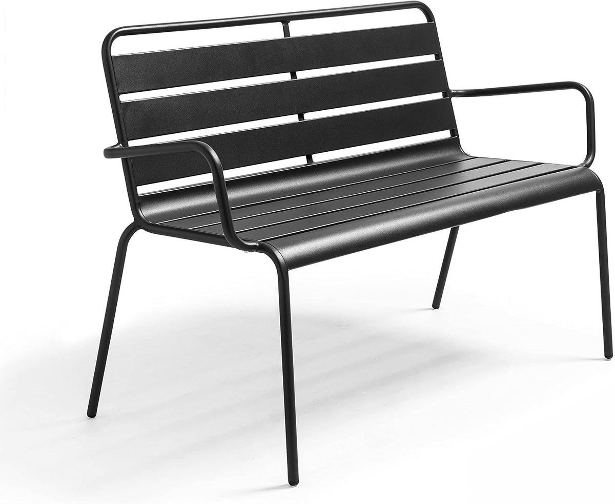 Oviala Gartenbank aus Metall, Anthrazit, Palavas