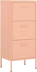 vidaXL Lagerschrank Sideboard Kommode Anrichte Stahlschrank Schrank Beistellschrank Mehrzweckschrank Bücherschrank Standschrank Rosa 42,5x35x101,5cm