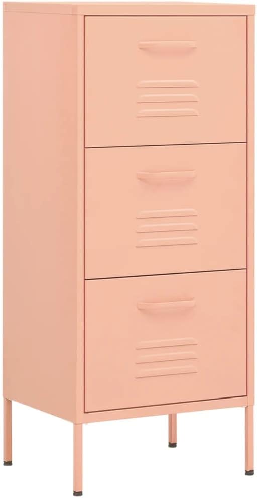 vidaXL Lagerschrank Sideboard Kommode Anrichte Stahlschrank Schrank Beistellschrank Mehrzweckschrank Bücherschrank Standschrank Rosa 42,5x35x101,5cm
