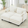 Modulares Sofa mit Schlaffunktion, 197 cm L-Form), Sofa L Form Set mit Couch Kissen, Bequemer Sessel Wohnzimmer Couch mit Hocker, Chaiselongue (Beige