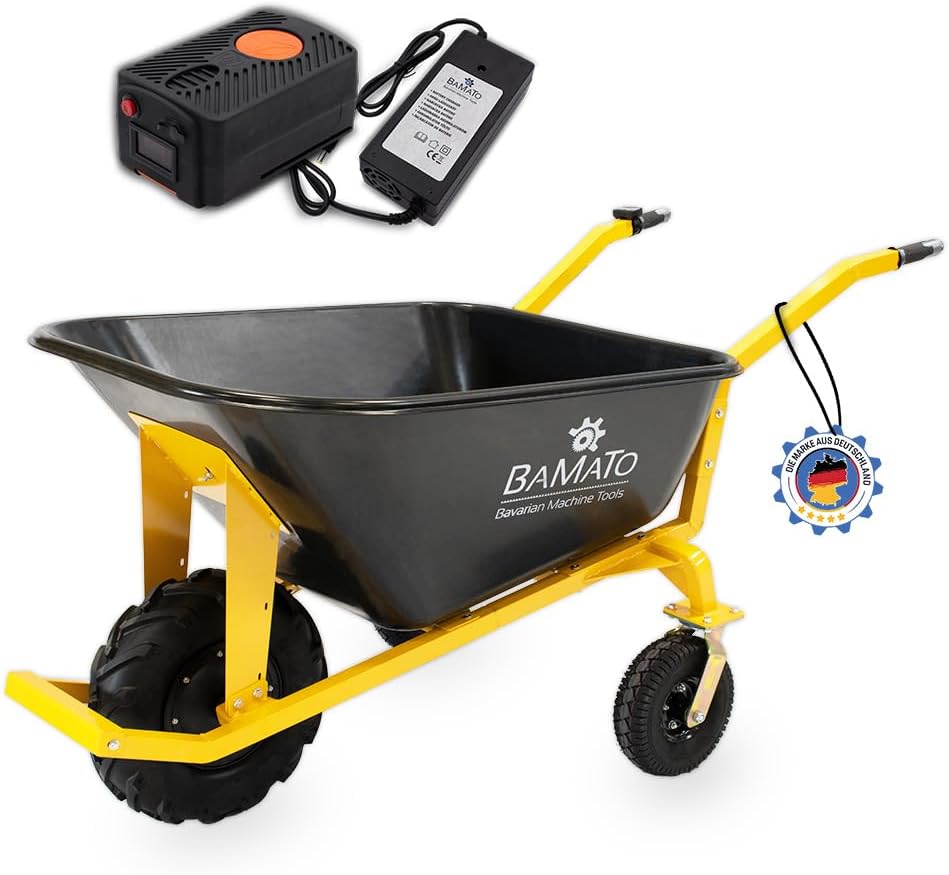 BAMATO elektrische Schubkarre MTR-200, 400W Elektromotor, 200 kg Tragkraft, 160 Liter Mulde, Schubwagen Schubkarre Elektrowagen