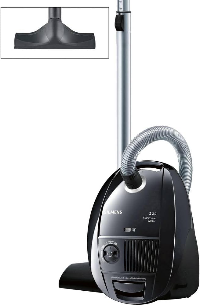 Siemens Staubsauger mit Beutel Z 3.0 VSZ3B212, 600 W, Bodendüse für Parkett, Teppich, Bodenstaubsauger, Hygiene-Filter, Fliesen, langes Kabel, schwarz