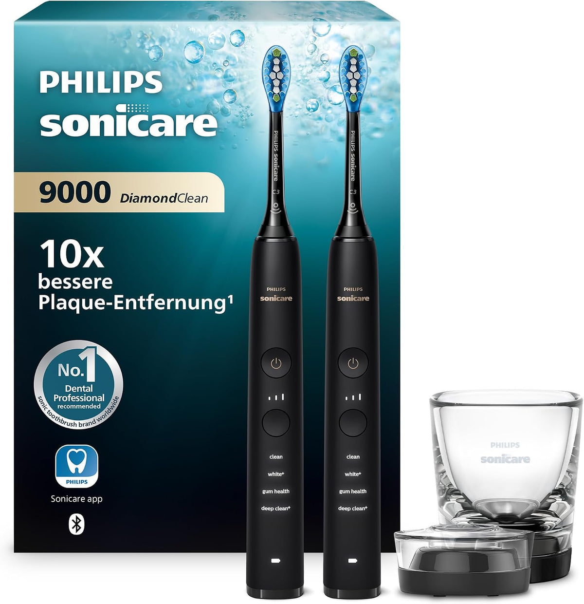 Philips Sonicare DiamondClean 9000 elektrische Zahnbürste, HX9914/54, Schallzahnbürste mit App, Andruckkontrolle, 4 Putzmodi, 3 Intensitätsstufen
