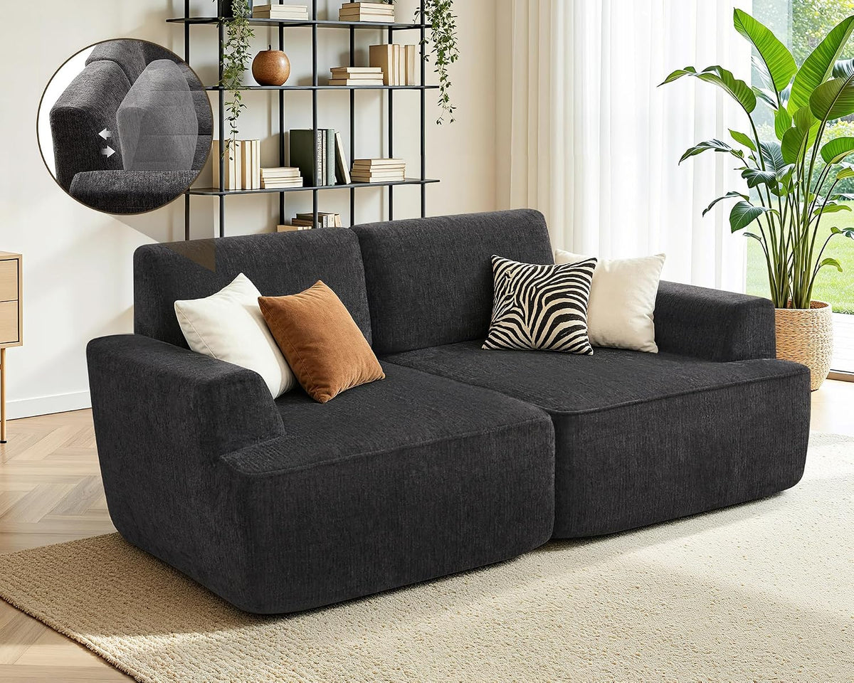 LUXOAK 204 cm 2-3-Sitzer Chenille Sofa, Verstellbare Rückenlehne, Grau