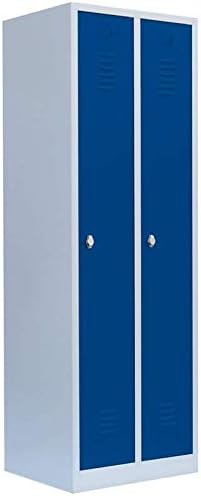 Lüllmann Spind Garderobenschrank Grau/Blau 180x60x50cm 2-türig Stahl