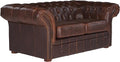 Vente-unique-Chesterfield Ledersofa 2-Sitzer, Vintage Leder, Braun, CLOTAIRE