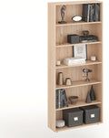 KOMTO Regal 80 cm breit Sonoma Eiche, Bücherregal mit 6 Ebenen und Höhenverstellbare Regale, Standregal, Aufbewahrungsregal
