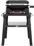 Weber Lumin 1501650 Elektrogrill mit Standfuß, erhitzt bis 315°C, 33 x 49 cm Grillfläche, mit Deckelthermometer, porzellanemaillierter Gusseisenroste